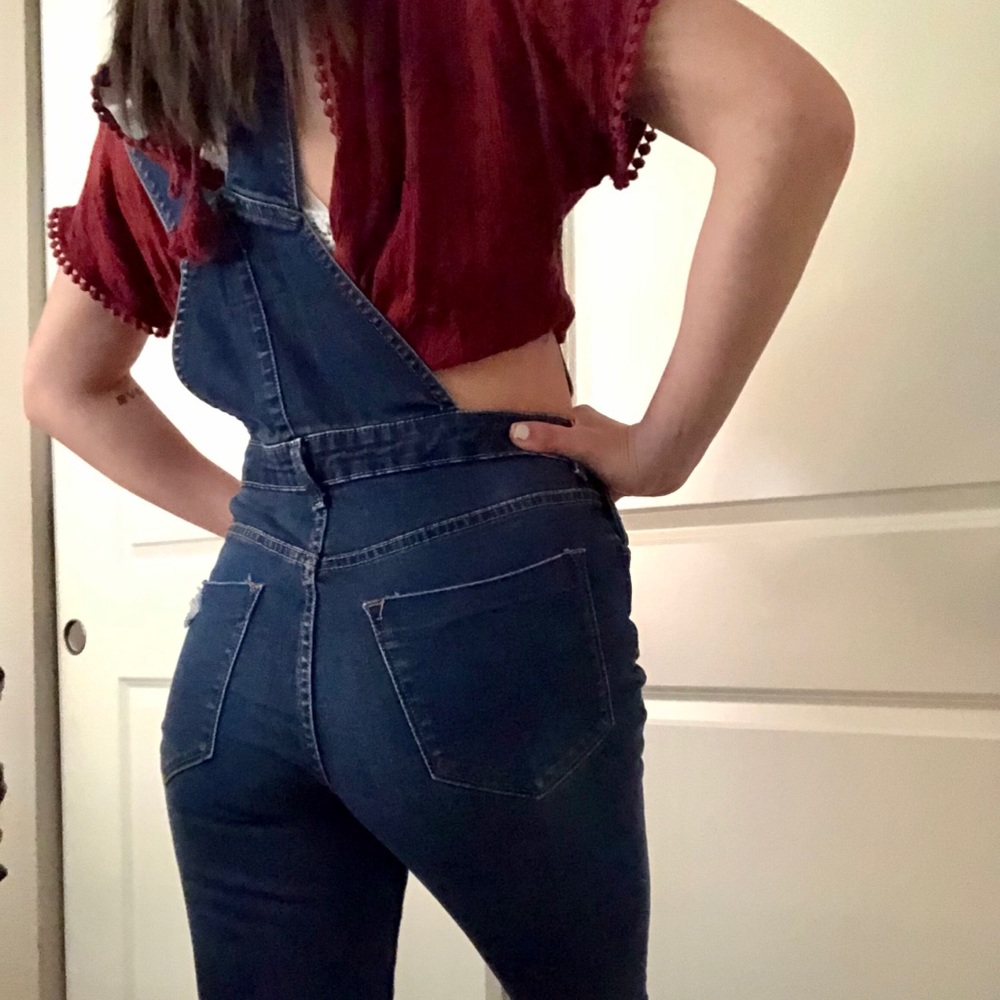 Distressed Denim Overalls